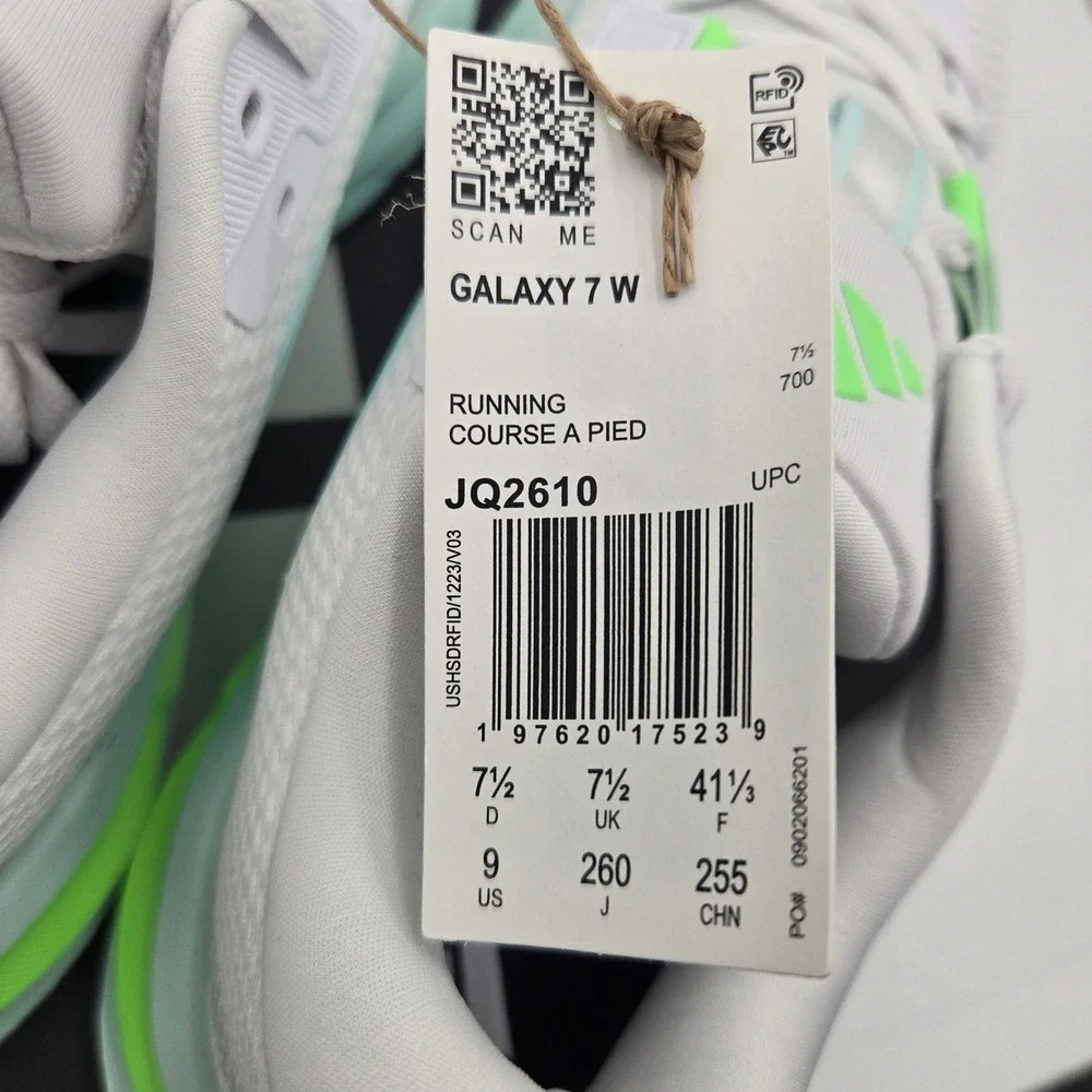 Adidas Galaxy 7 W Womens Running Shoes White Mint Lime JQ2610 Size 9 NEW